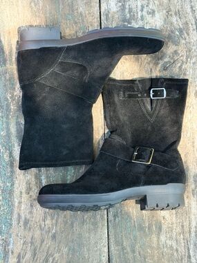 AEROSOLES Black Suede Motorcycle Boots - Women 8.5 EUC